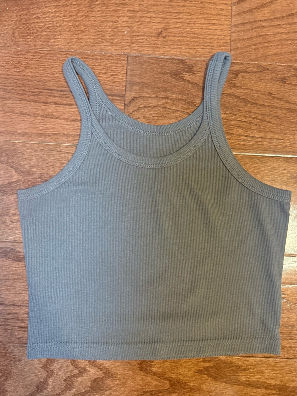 Ribbed Cropped Tank Top in Slate Gray